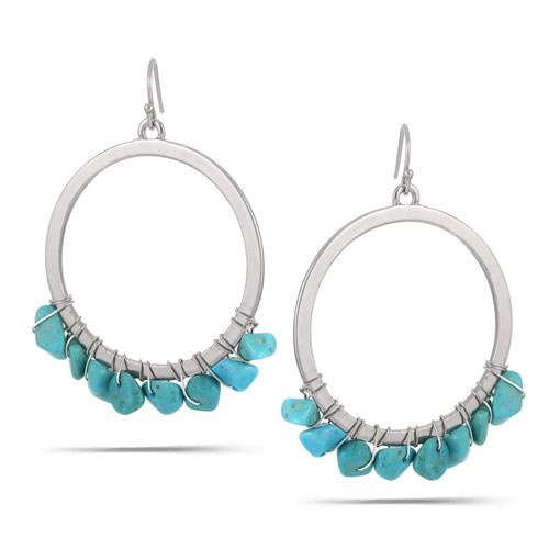 Turquoise Crystal Hoops