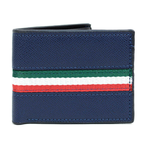 Bi-Fold Leather Wallet with Striped Decoration