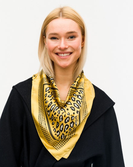 Leopard Printed Silky Bandana Scarf