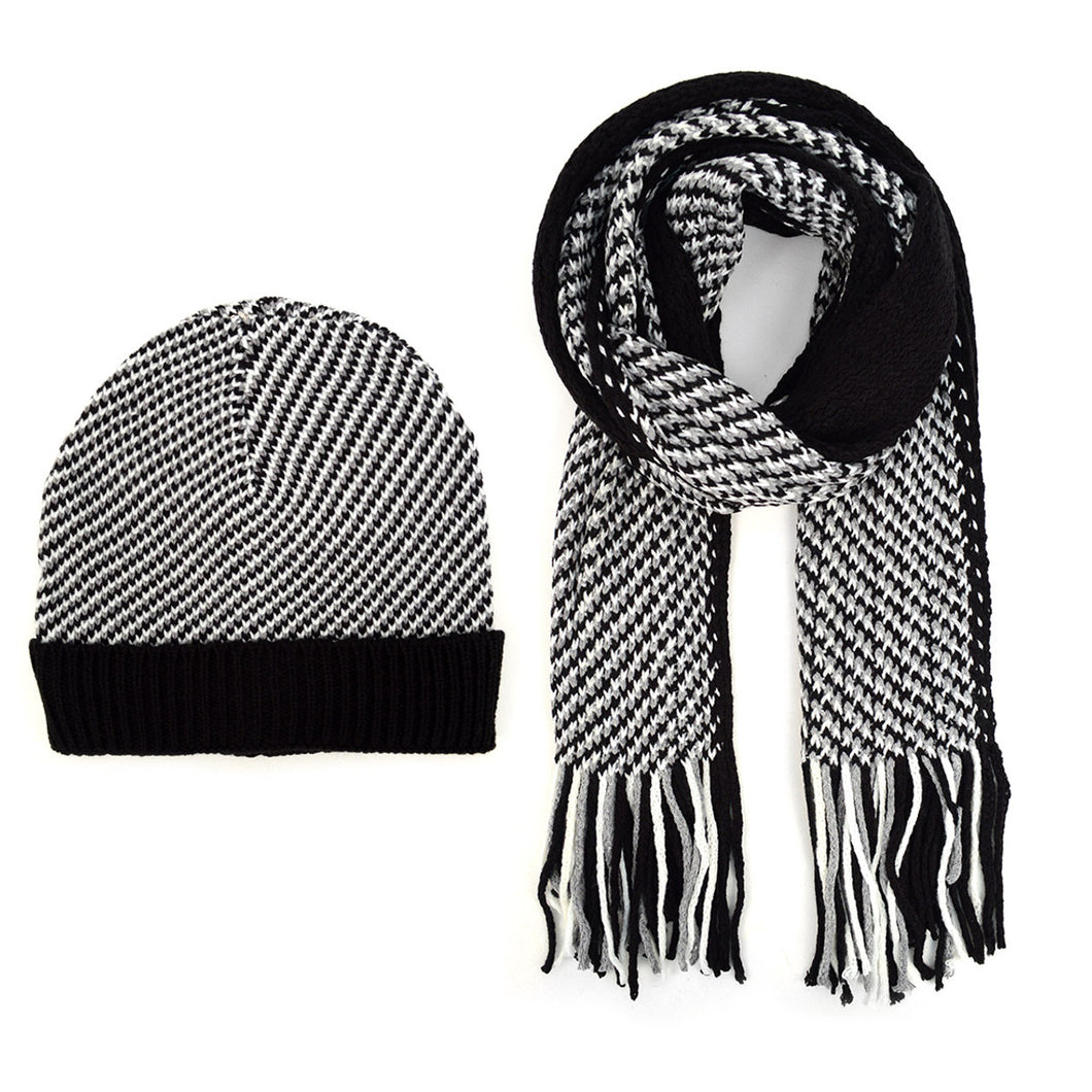 Men's Winter Knit Scarf and Hat Set